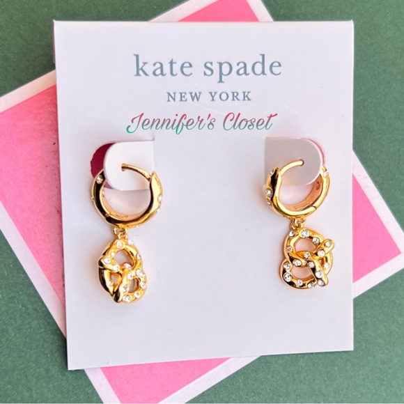 NWT ♠️ Kate Spade Crystal Pretzel Drop Earrings - Picture 7 of 7